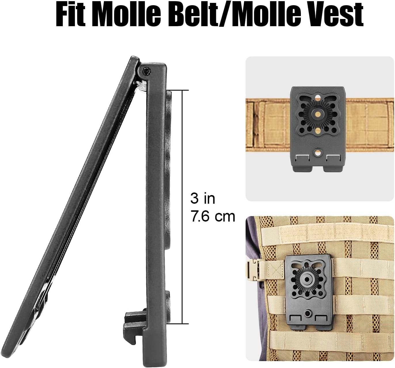 Handcuff Case Compatible with ASP, Chain, Hinged, and Rigid Folding Handcuffs – OWB Kydex Cuff Holder with Belt Clip or MOLLE Mount – Fits 1.5"-2.25" Belts – Black/Basketweave Options