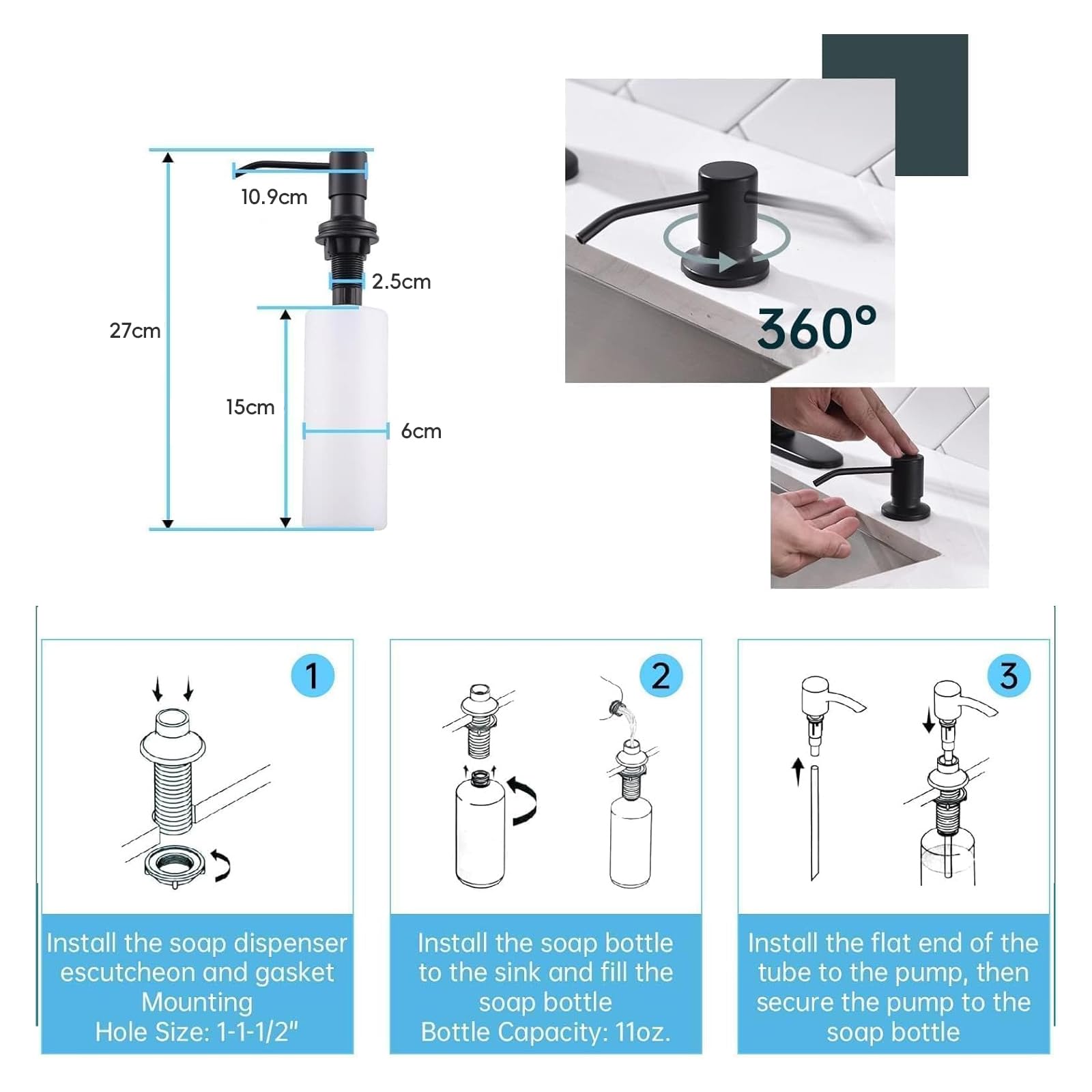 APPASO Grifo de cocina, grifo mezclador de alta presión para cocina Aceros inoxidables Cromo