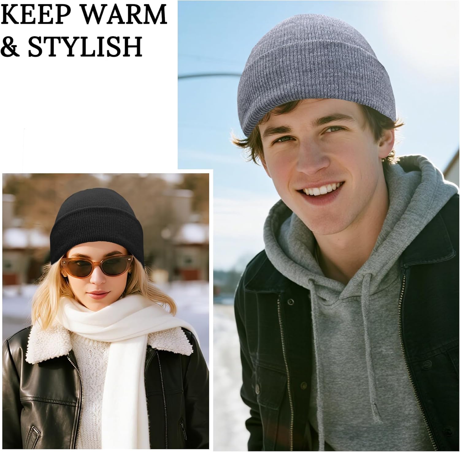 PFFY Unisex Beanie Hats for Men Women Knit Winter Beanies - Image 2