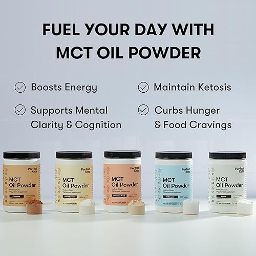 Miniatura 28 de Perfect Keto polvo de aceite de MCT – Triglicéridos de Cadena Media de Cocos Para Ketosis y Suplemento Energético de Cetona en la Dieta Ketogénica –