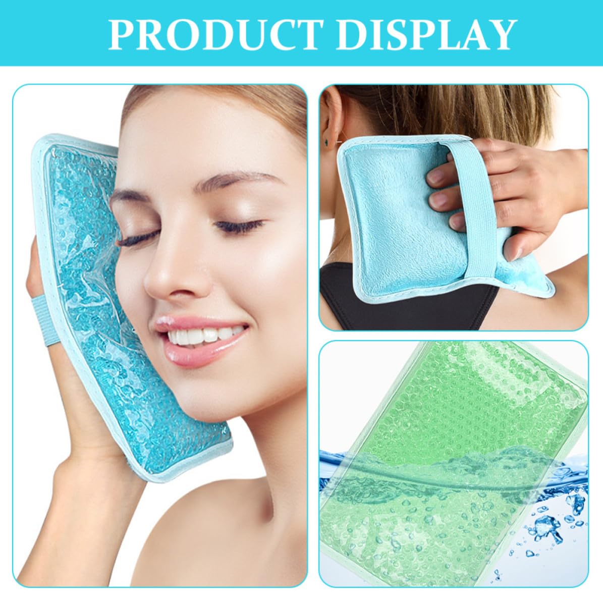 CLISPEED Impacco Gel Riutilizzabile in Pvc e Cristallo 3 per Calda e Fredda Cinturino Morbido e Confortevole per Spalle e Vita