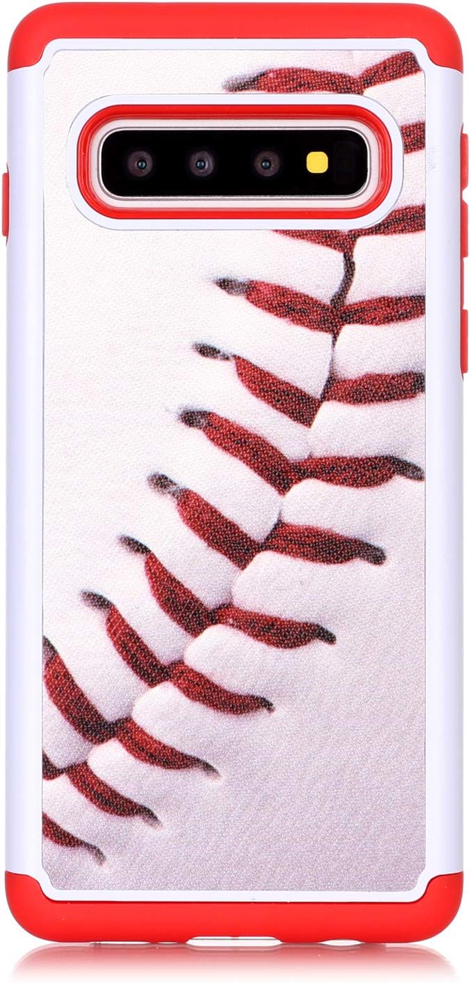 Galaxy S10 Phone Case - Baseball Sports Pattern Shock-Absorption Hard PC and Inner Silicone Hybrid Dual Layer Armor Defender Protective Case Cover for Samsung Galaxy S10 6.1 inch 2019