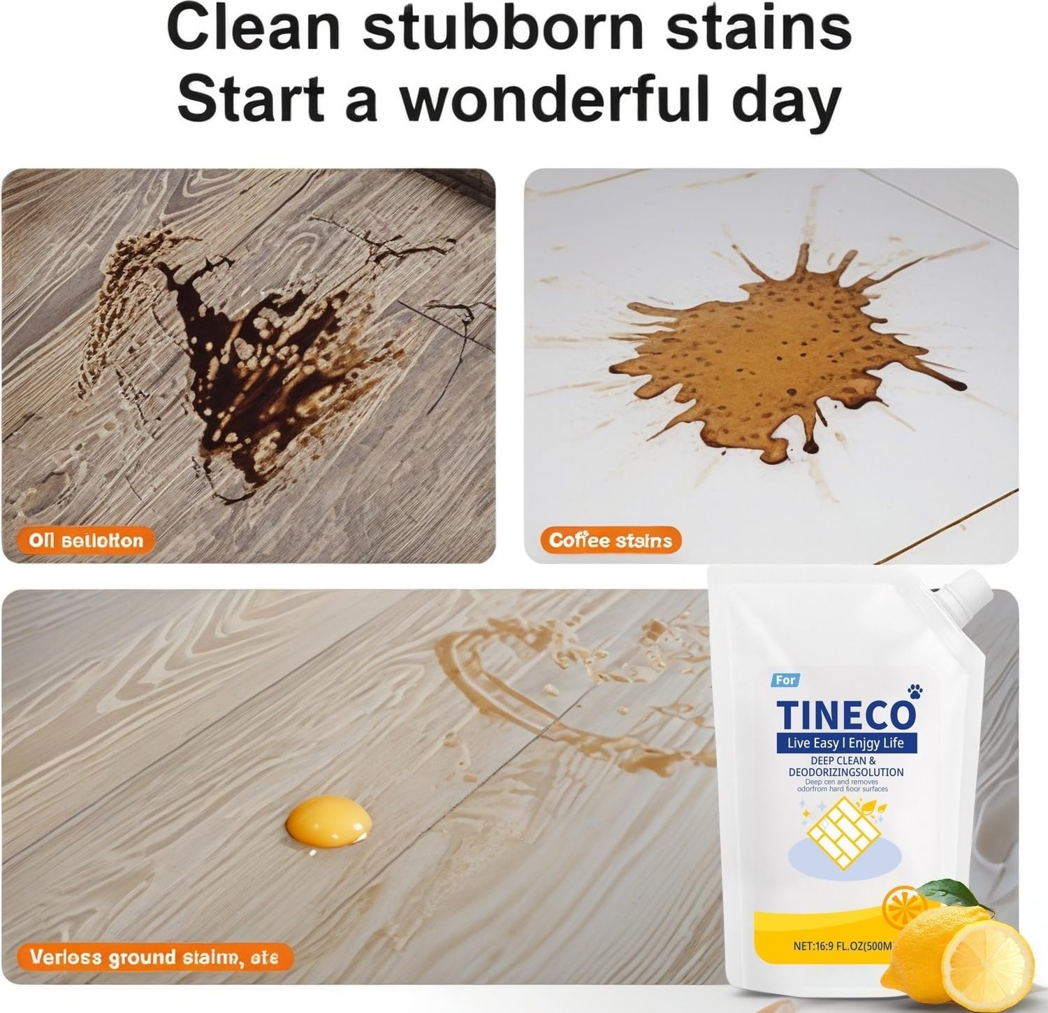 Detergente per pavimenti, 500 ml, confezione da 3 flaconi, compatibile con Tineco iFloor 2/3 Breeze, FLOOR ONE S3/S5/S5 Pro 2/S6/S7 Pro – Detergente deodorante al profumo di limone