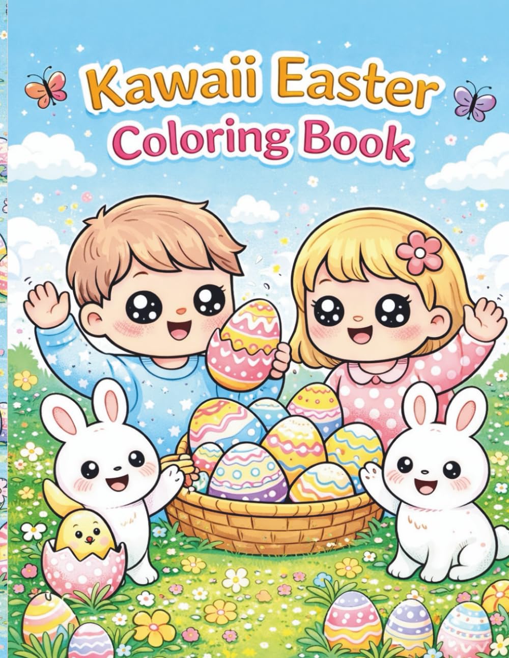 Kawaii Easter Coloring Book: Bunnies, Eggs, Chicks and Happy Easter fun