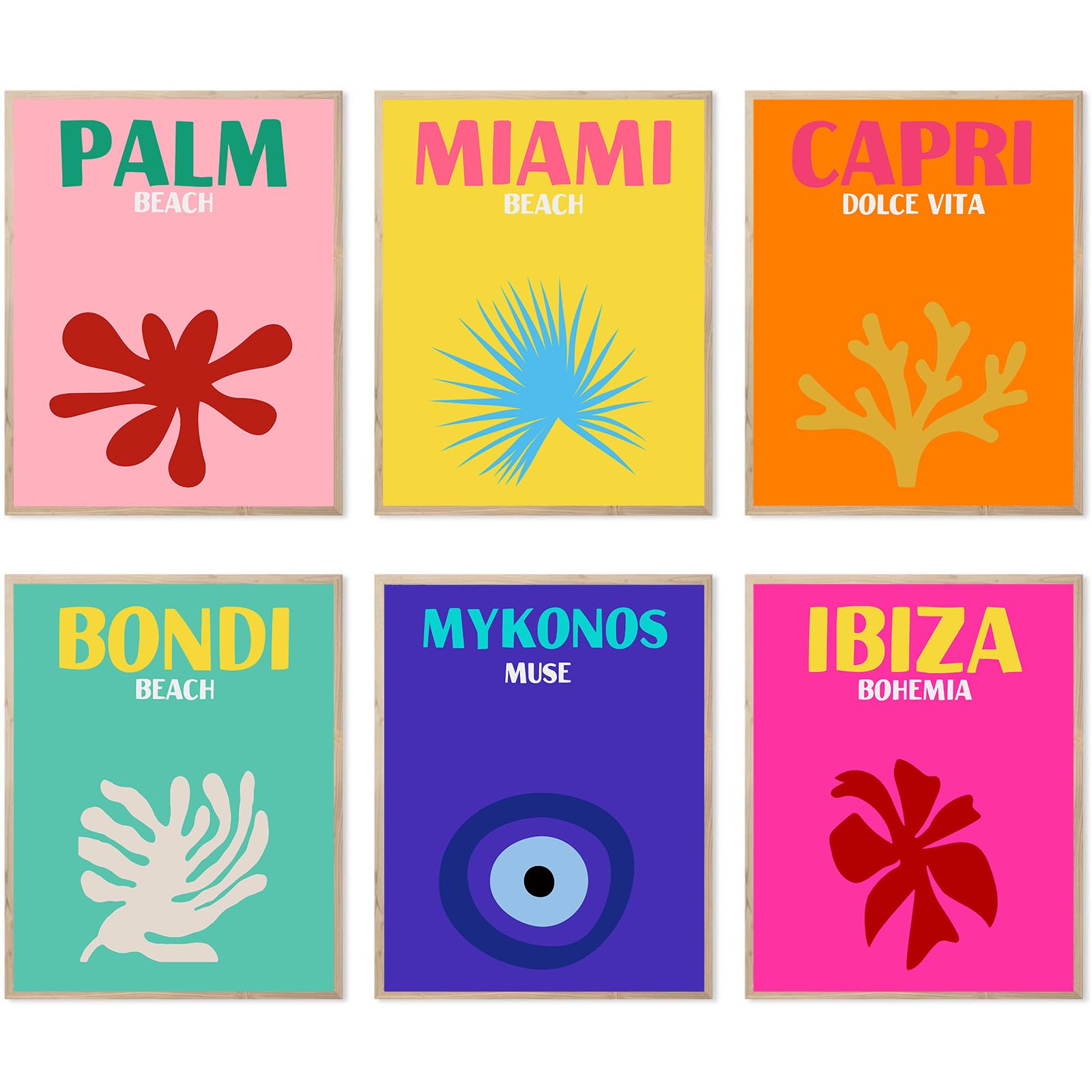 LBingbrotherPreppy Travel Wall Art Prints, Preppy Room Decor Aesthetic Wall Art Collage Colorful Abstract Poster, Preppy Posters Room Aesthetic for Teen Girl Room Bedroom (Style A, 11"x14" UNFRAMED)