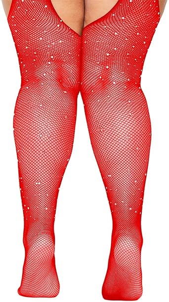 red fishnets plus size