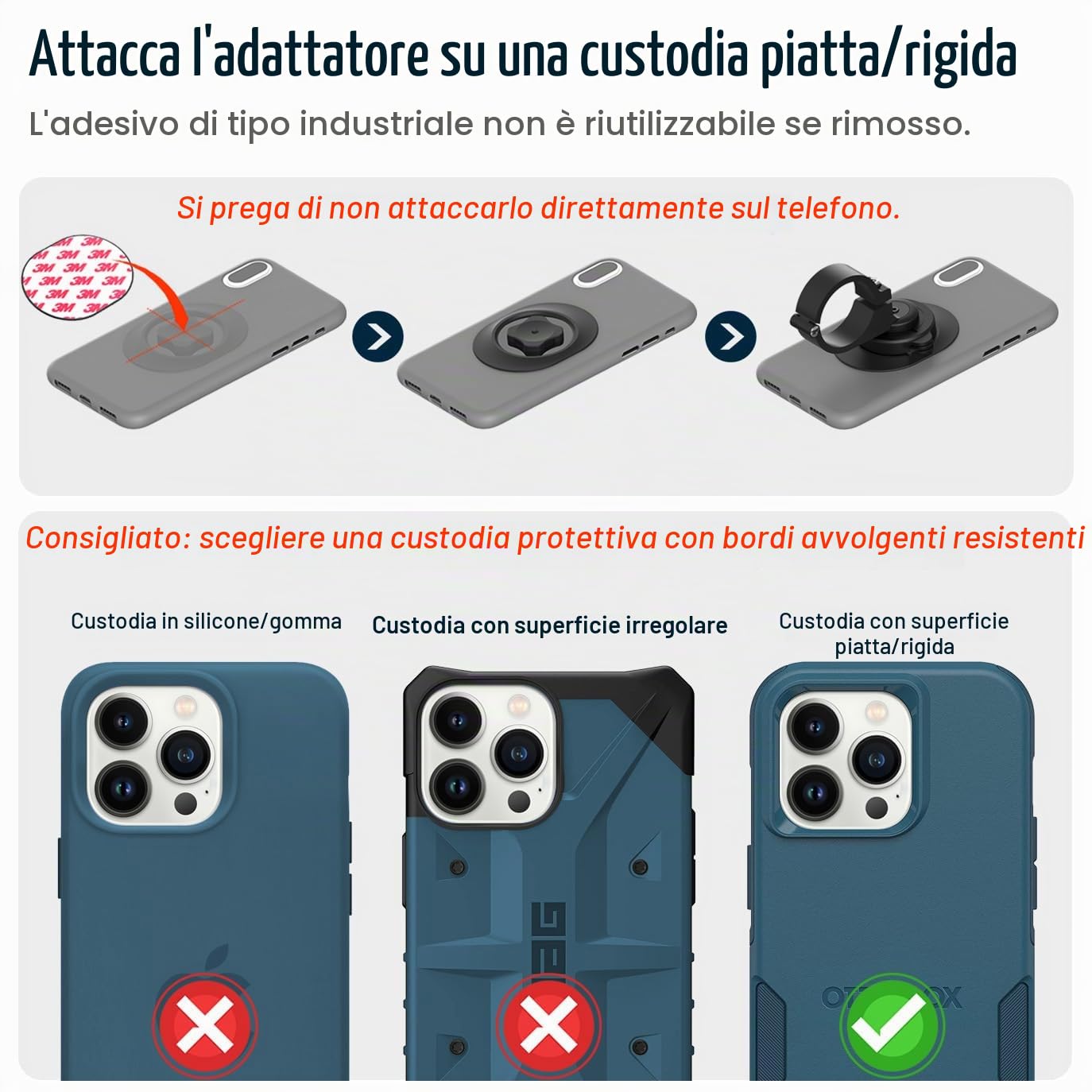 sincetop Porta cellulare bicicletta, supporto telefono strada bici/moto con adattatore universale, anteriore da manubrio per mountain bike, scooter, bici elettriche e moto 【Serie C - 1a Gen】