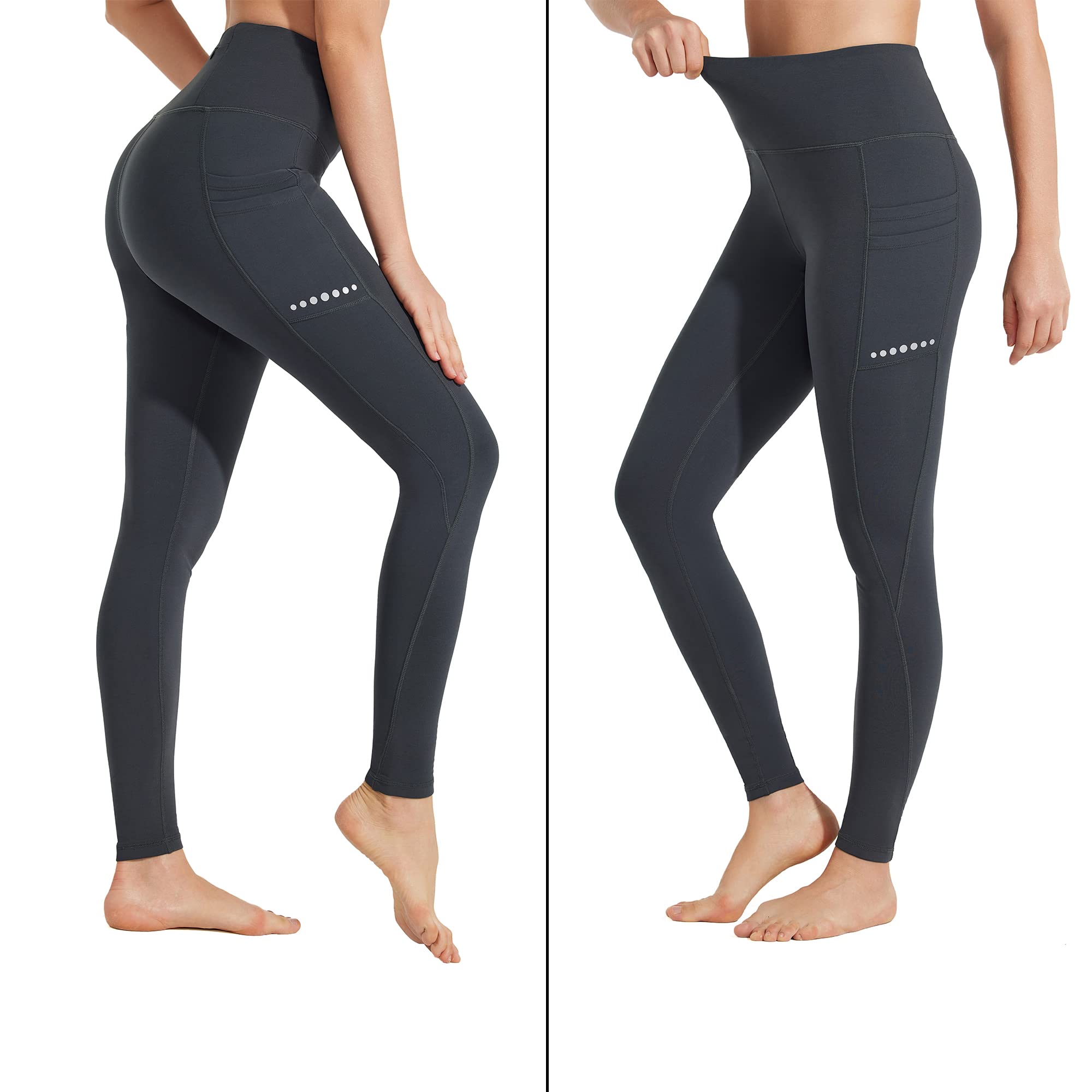 BAYGE Leggings Sportivi Termici da Donna Vita Alta Foderati in Pile Impermeabili e Opachi Controllo della Pancia Slim Fit Pantaloni da Yoga Pantaloni Sportivi Pantaloni in Felpa con Tasche