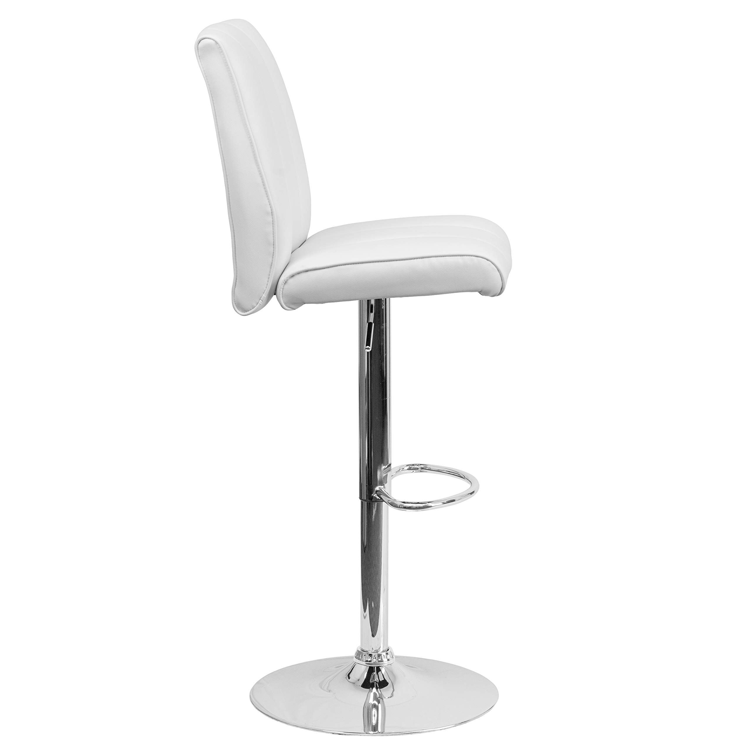 Flash Furniture - Sgabello da bar in vinile, altezza regolabile, con base cromata CH-122090-BLK-GG Confezione doppia 2 pezzi bianco