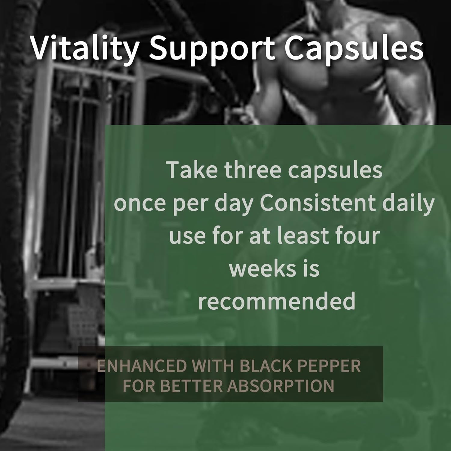 Vitality Support - Men's Pills Blend with Ashwagandha, Shilajit, Black Pepper Extract & Vitamin | Natural & Organic Energy Enhancement - 90 Capsules - Image 3