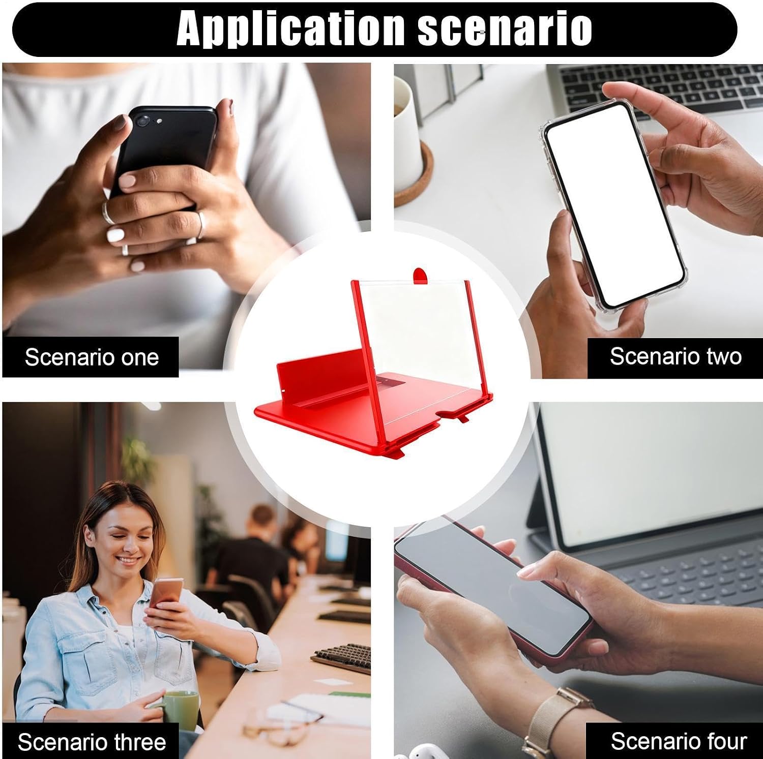 3D HD Phone Magnifier, Tabletop Enlarger Screen, Video Booster Stand, Media image 5