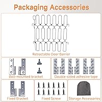 Vista 5 de Barrera retráctil para puerta para mascotas, puerta de perro de 30.7 x 30.7 pulgadas con puerta sin taladrar, puerta retráctil para perros