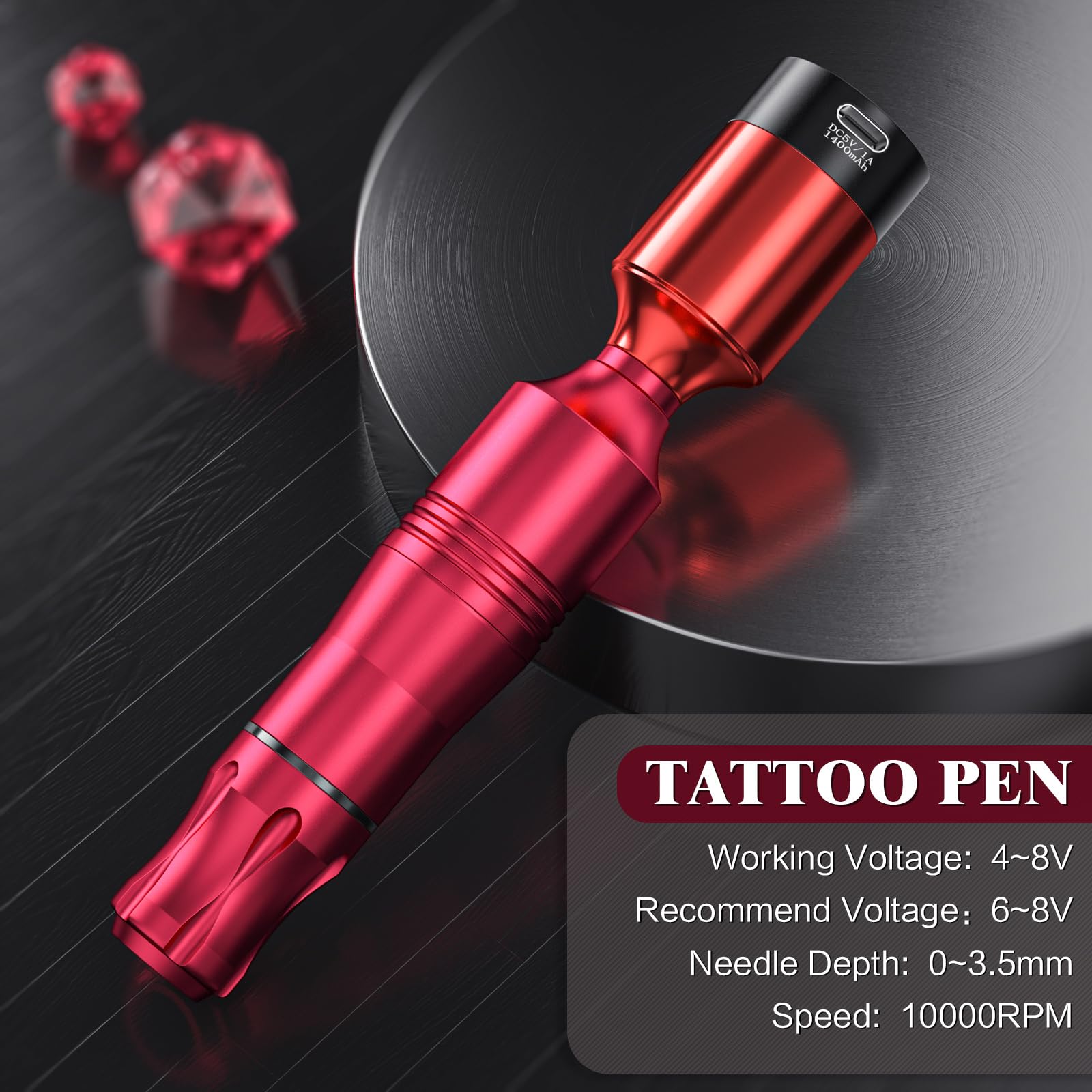 Tattoo Gun,Wireless Tattoo Gun Starter kit Complete Rotary Tattoo Pen Machine kit with 20pcs Cartriadge Needles Wireless Tattoo Power Supply for Beginners and Artists.Kulwoyi