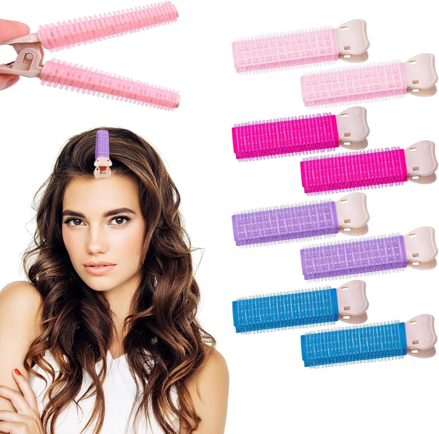 HBSTUDIO Hair Clips Set, Hair Volume Clips for Roots, Volume Hair Clip for Women Heatlessly Invisible Hair Root Fluffy and DIY Instant Styling Bangs Tool (8 pcs)