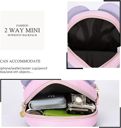 Miniatura 4 de KL928 - Mochila miniatura con diseño de lunares, linda, con nudo ojal, para mujeres y niñas, que se puede usar también como morral o bolso