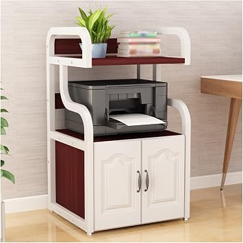 FUKUHARA Printer Stand Floor-Standing Desktop Printer Stand 3-Layer with Storage Wooden Table Organizer Home Office & Organization Office Printer TableD