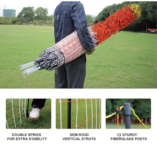 Miniatura 3 de PK2 - Valla eléctrica de alta calidad para aves de corral, 59 pulgadas de alto x 98.5 pies de largo, versátil valla eléctrica portátil para pollos,