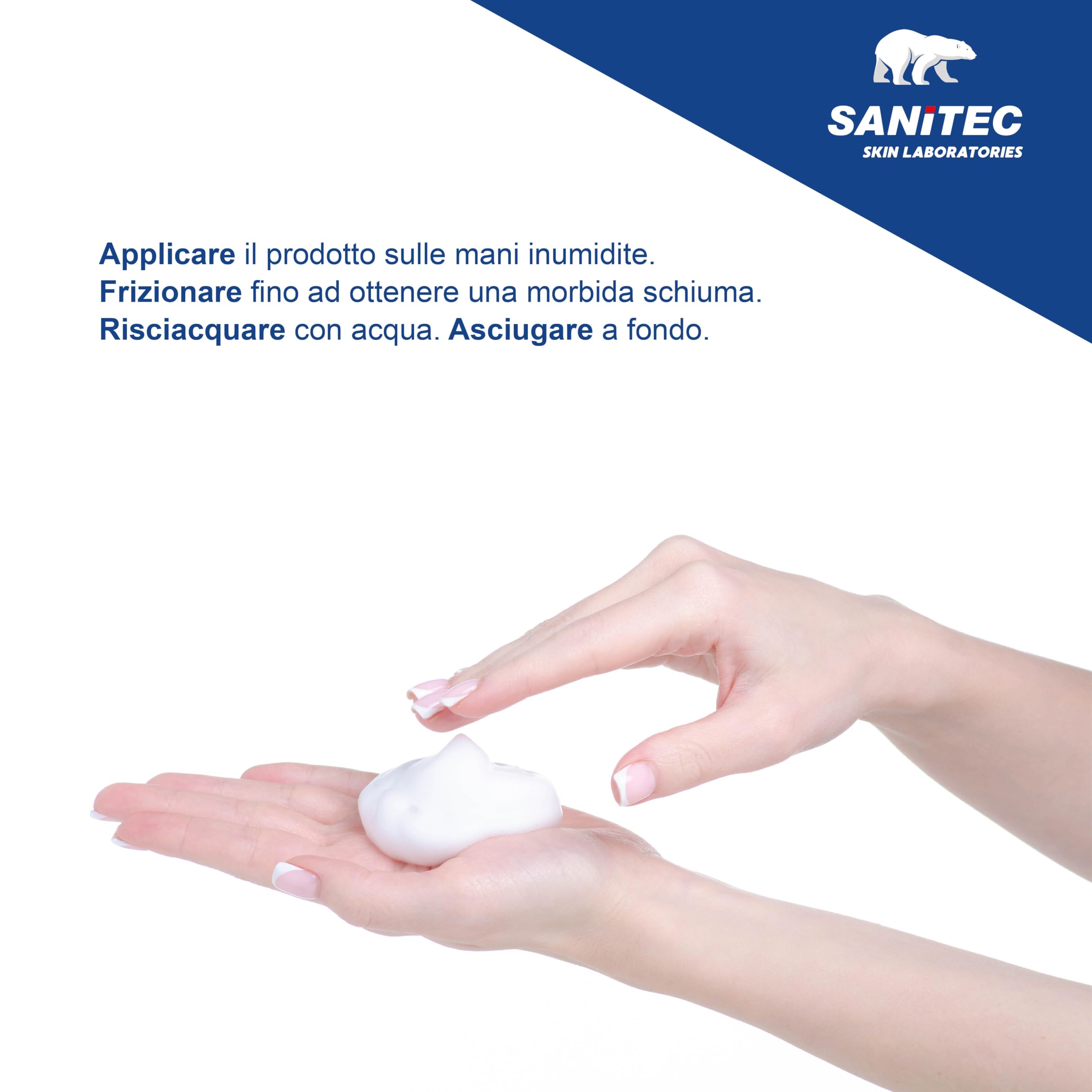 Sanitec MOUSSE SOAP Green Power, Mousse di Sapone a pH Neutro per Pulizia Quotidiana. Con Agenti ad azione Idratante. Dermatologicamente Testato, Per Mani, Viso e Corpo, certificata EU Ecolabel, 600ml