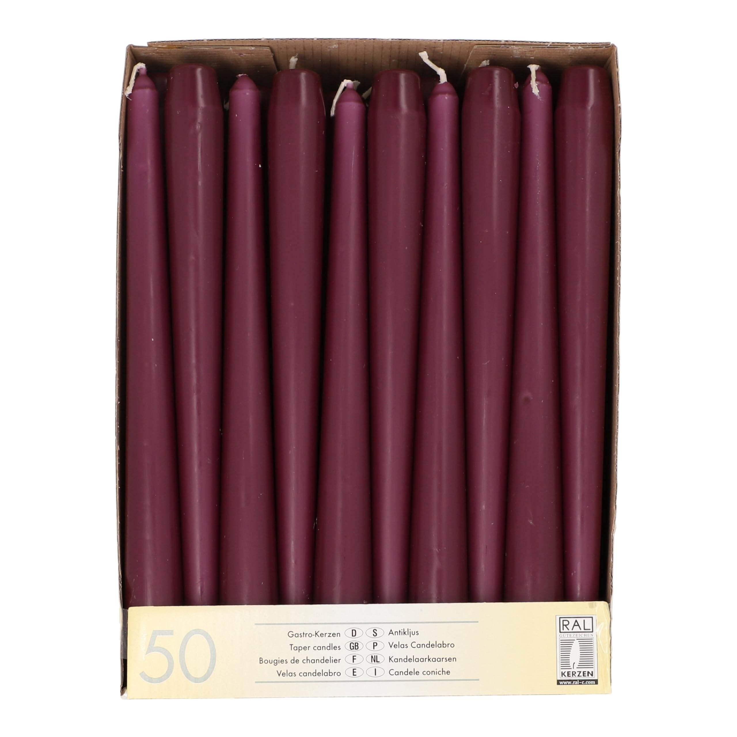 Bougies de chandelier violettes Ø 2,2 cm PAPSTAR 25 cm pour bougeoir et flambeau