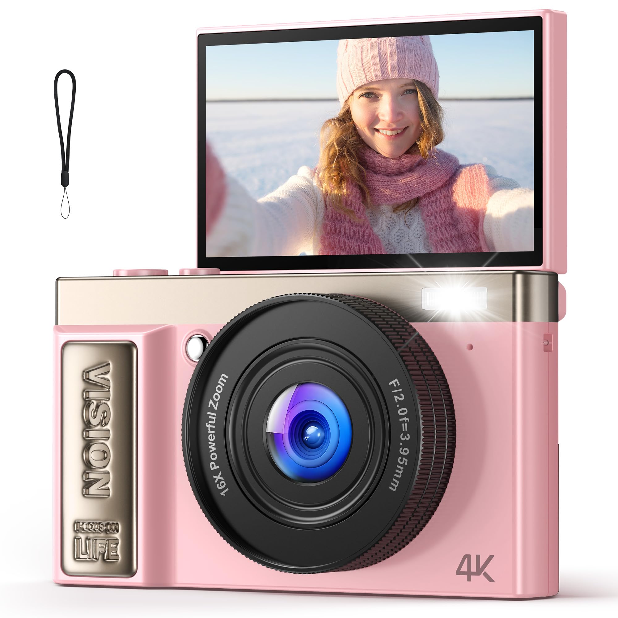 ピンク 美顔器 デジタルディスプレイ Amazon.com : 4K Digital Camera Pink for Girls Teens: 64MP Vlogging