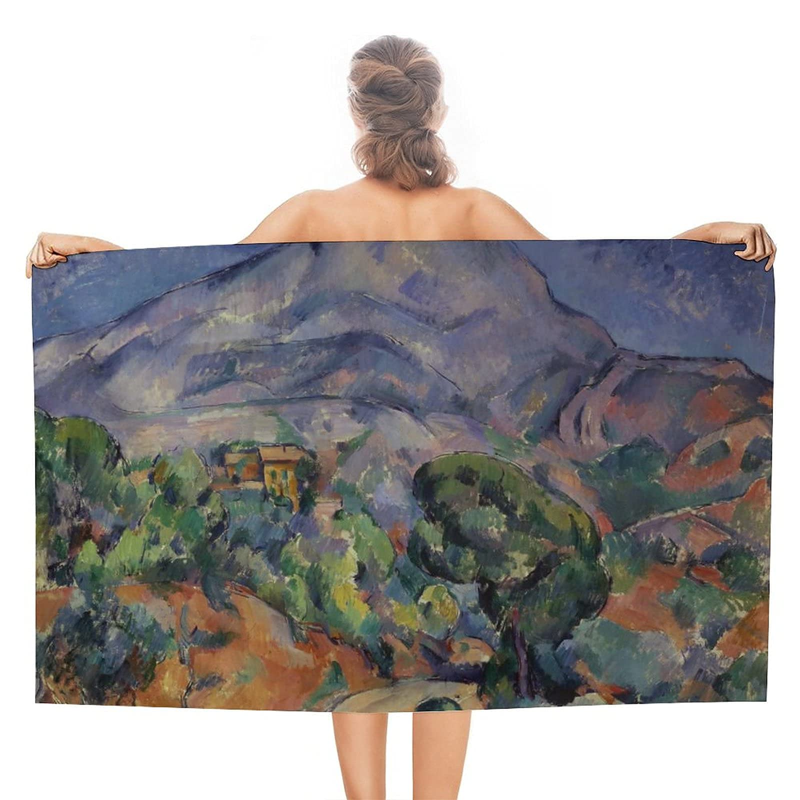 Lsjuee Beautiful View Watercolor Beach Towel Male Sand Resistant Superfine Fiber Beach Towel Thick Resort for Hawaii Swimming Class Picnic Exercise or Training Beach Honeymoon Pool Cruise 32INx52IN