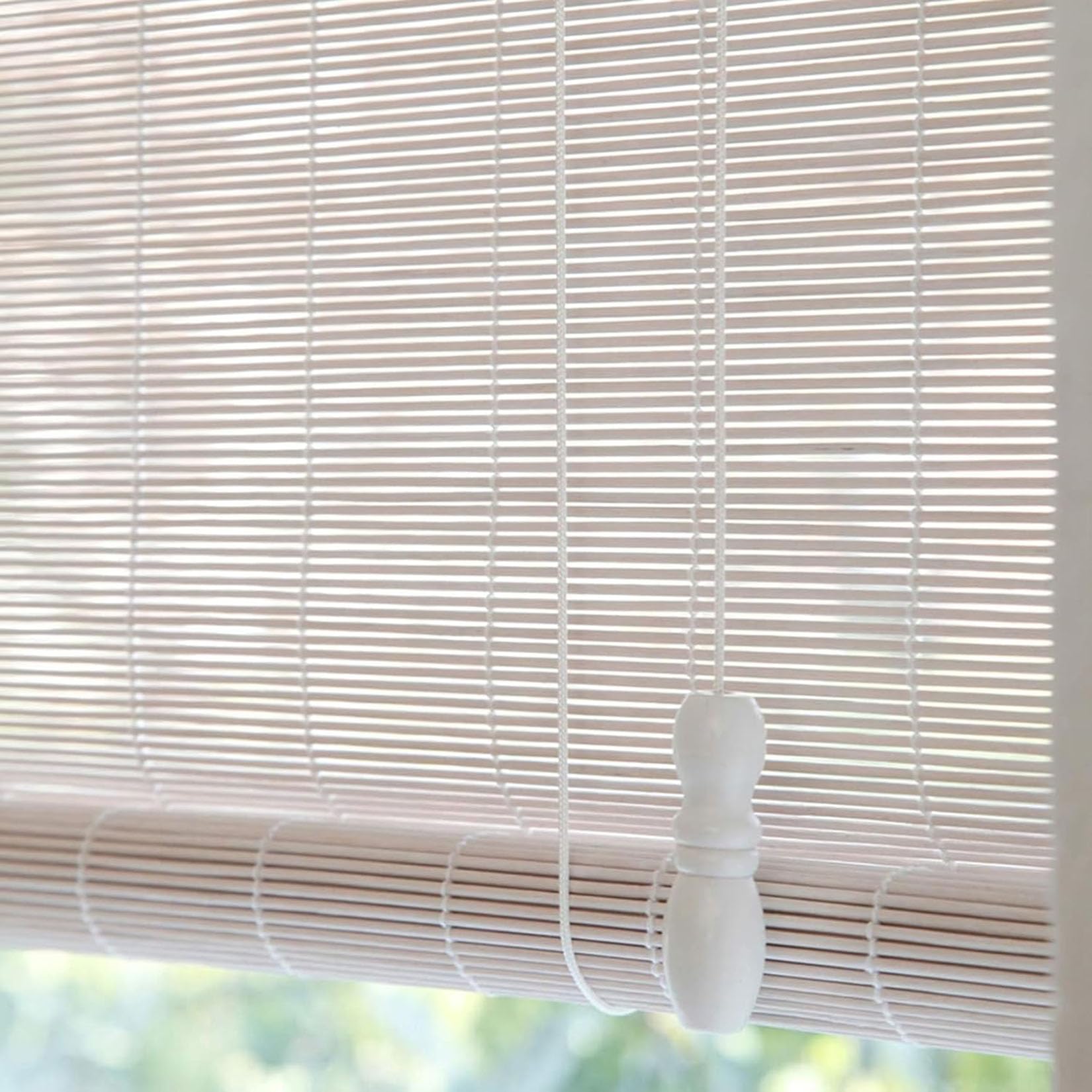 100x180cm Retro White Bamboo Roller Blinds,Roman Blind,Natural Sun Shade Curtain,Blackout Roller Blinds, Privacy Partition Door Curtain, Handwoven for windows and doors,Indoor Outdoor Patio