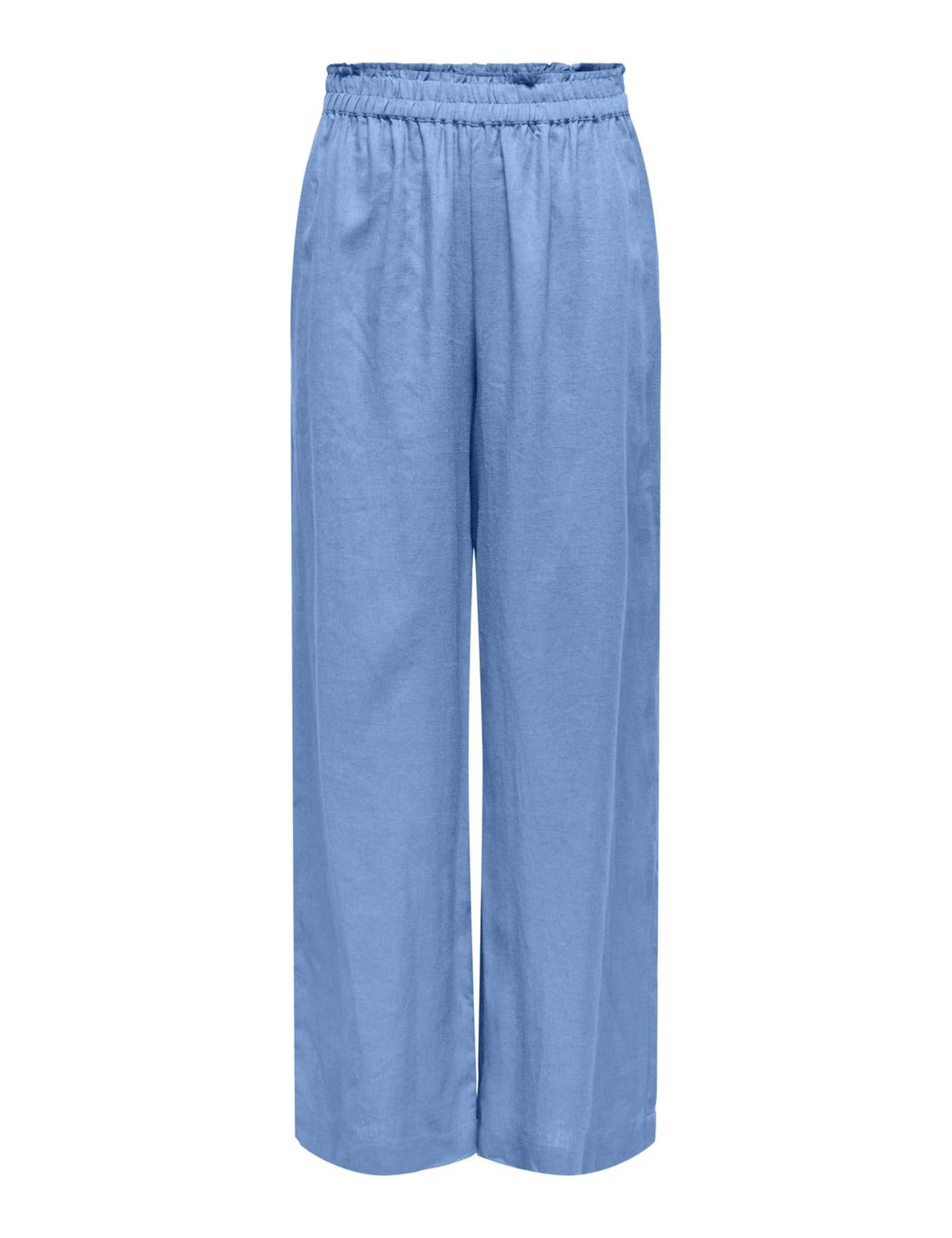 ONLY Women's Onltokyo Hw Linen Blend PNT Noos Linen Trousers, Azurine, XS / 32L