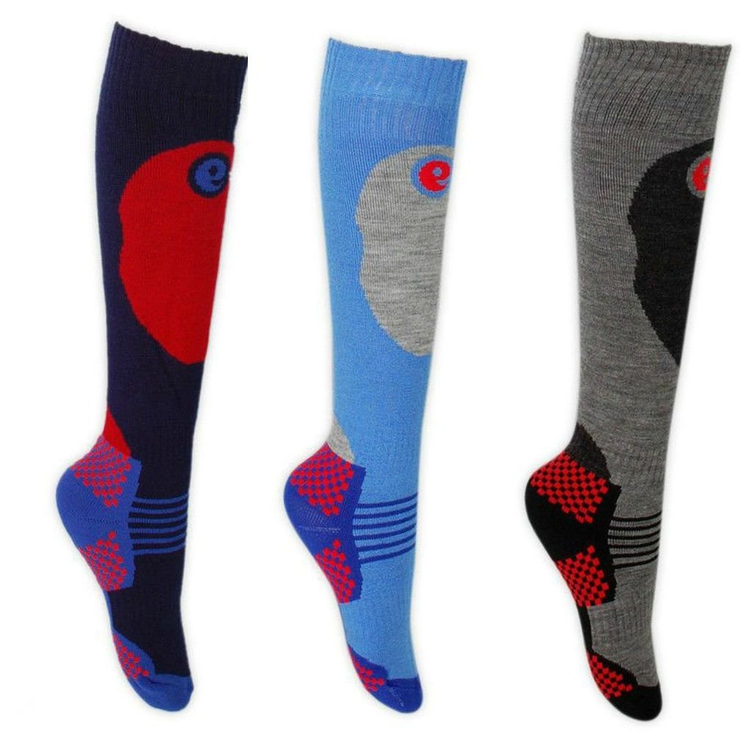 Erbro Boys Multicoloured Kids Ski Socks 3 Pair Pack – Or Girls In 3 Sizes - Comfort Padding, Extra Warmth And Shin Protection For High Performance. Uk 12.5-3.5, Eu 31-36