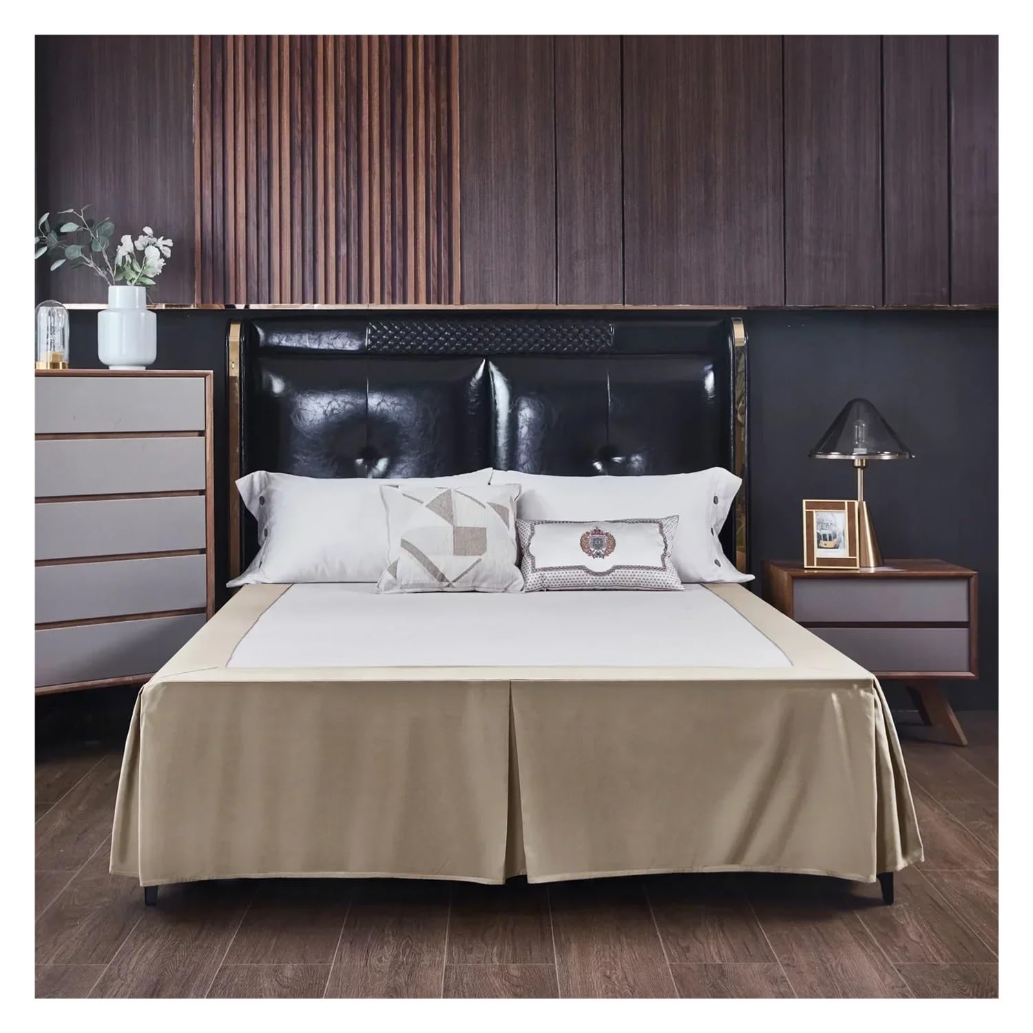 1 mantovana giroletto a pieghe, comoda, morbida, su misura, in tessuto satinato, altezza 38 cm (senza piattaforma) (CQ005-40, king size, 200 x 203 x 38 cm)