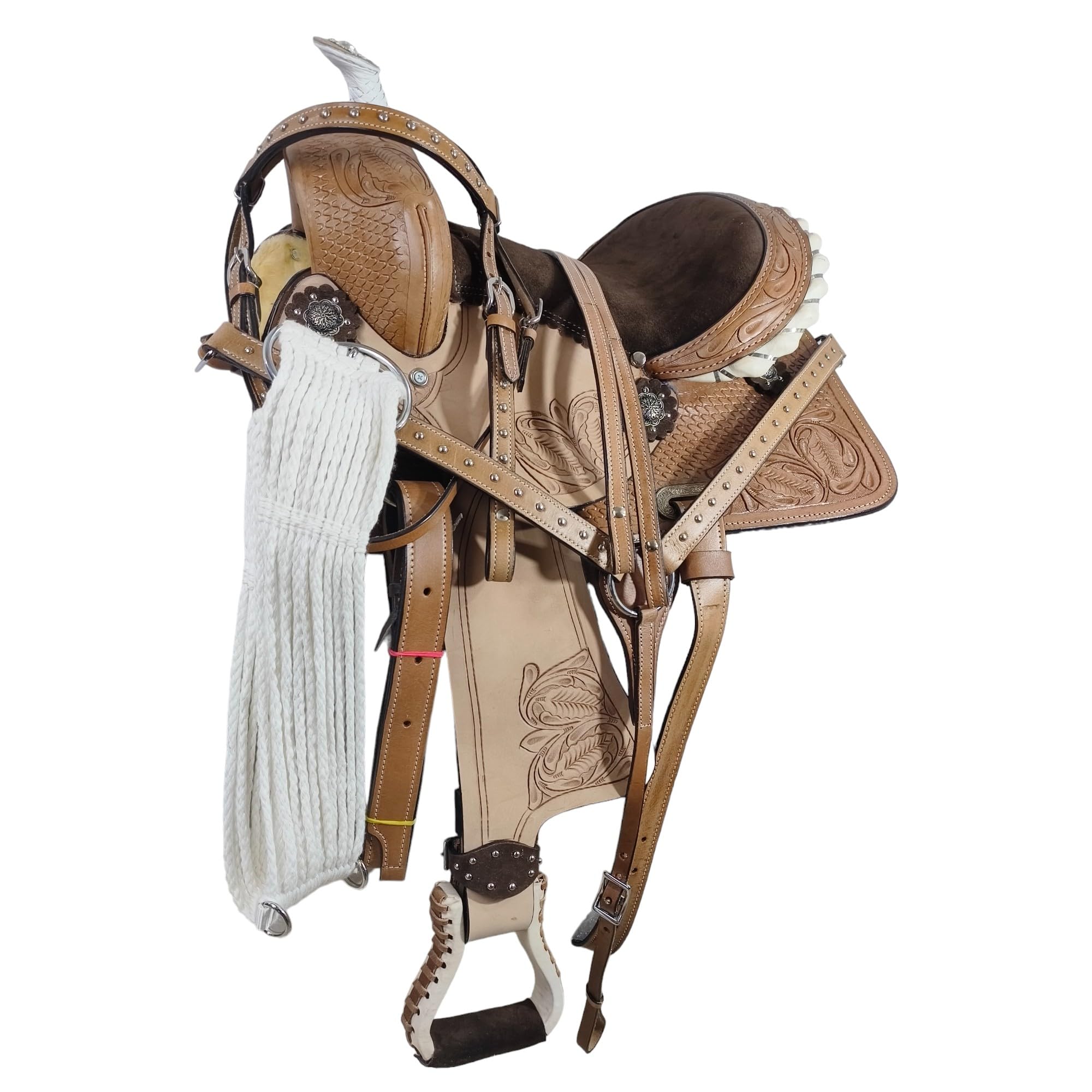 Manaal Enterprises Selle de cheval Western Barrel en cuir de