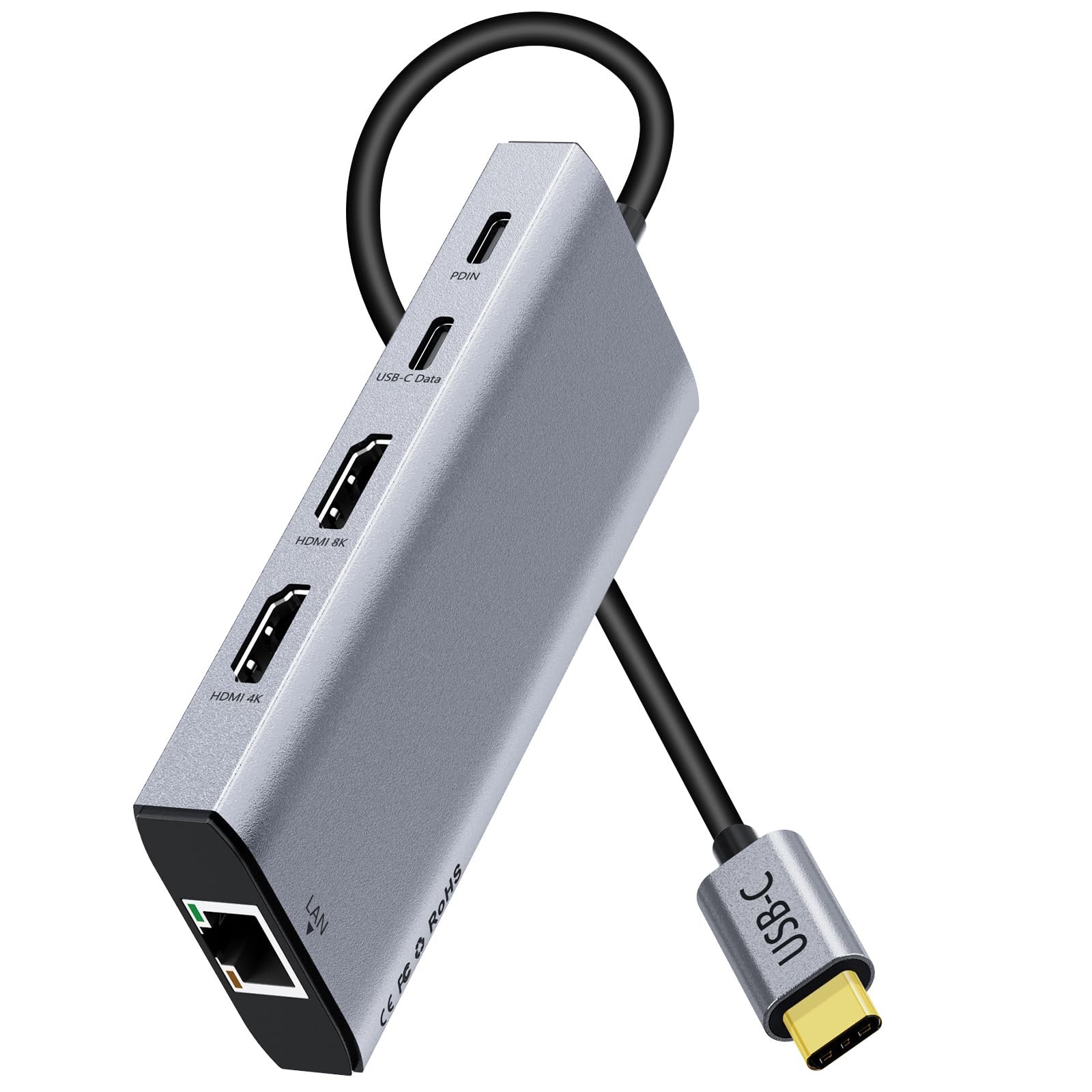 USB C Laptop Docking Station Dual HDMI Monitor 10in1 Dongle Type-C Hub Dock