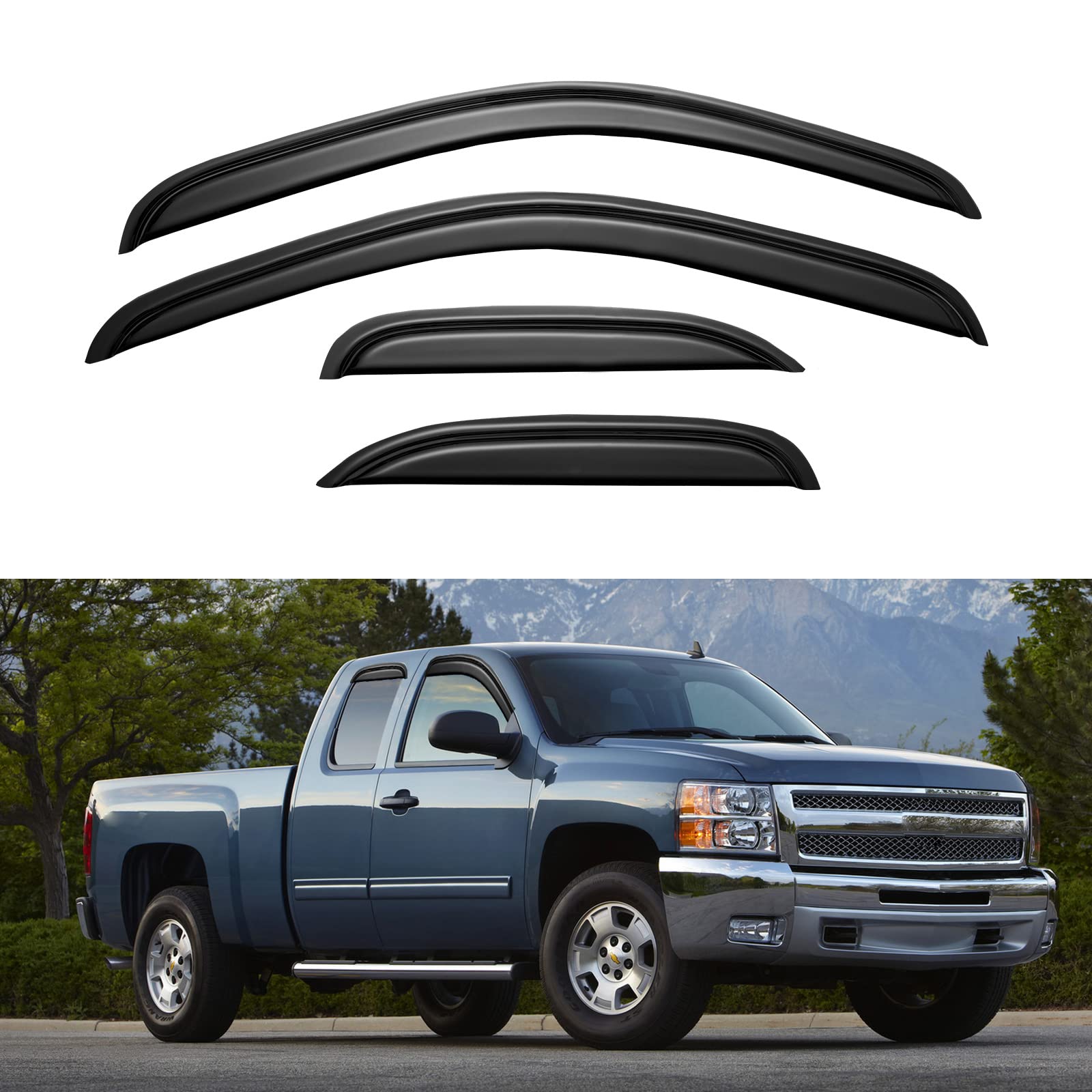 Photo 1 of YQAUTEC Window Visors Rain Guards Shield for 2007-2013 Chevy Silverado