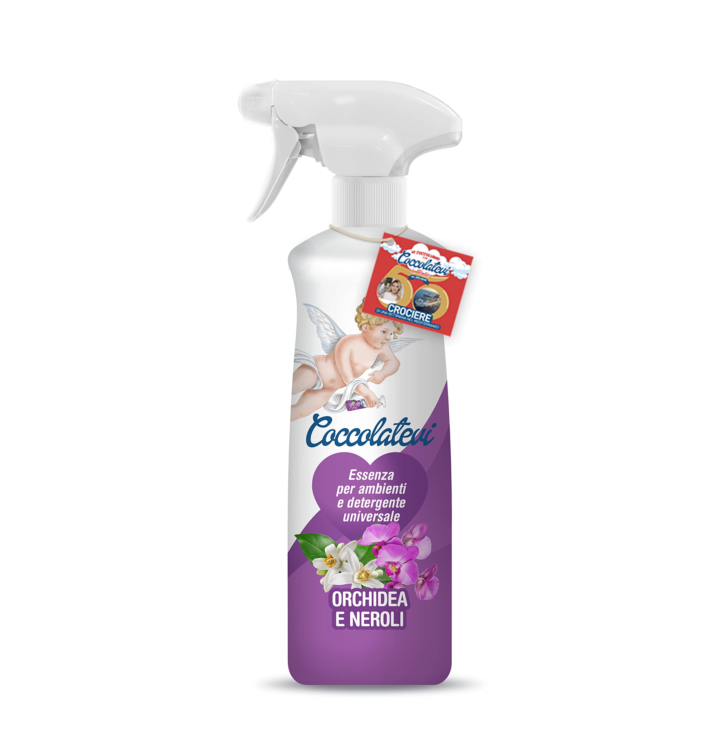 COCCOLATEVI Esencja do otoczenia Orchidea i Neroli 750 ml odświeżacz powietrza do szafek, szuflad, do samochodu, odświeżacz powietrza, środek do czyszczenia powierzchni, odporny na kurz, eliminuje