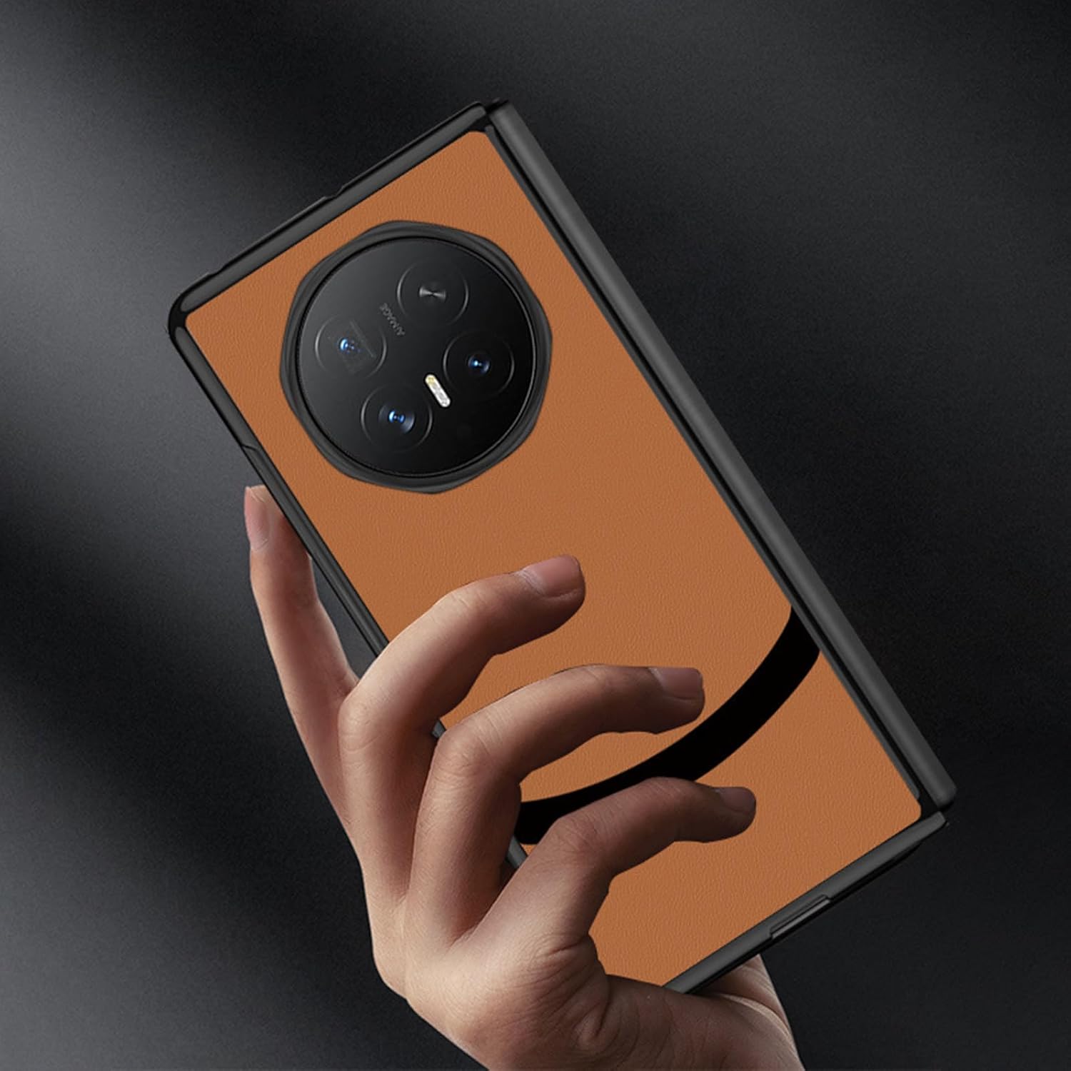 Shockproof Case for Honor Magic V6, Built-in Screen Protector Slim Vegan Leather Cover, Minimalist Anti-Fingerprint Shell(White)