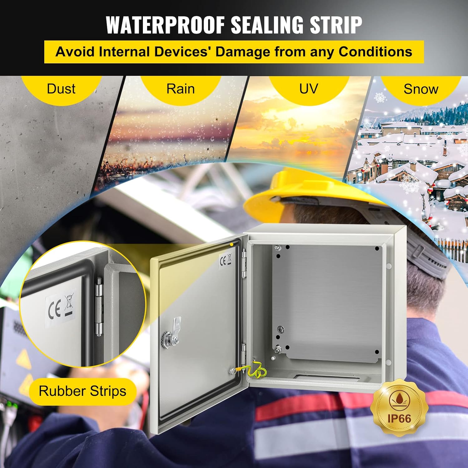 VEVOR NEMA Steel Enclosure, 12" x 12" x 6" NEMA 4X Steel Electrical Box,IP66 Waterproof & Dustproof,Outdoor/Indoor Electrical Junction Box,with Mounting Plate