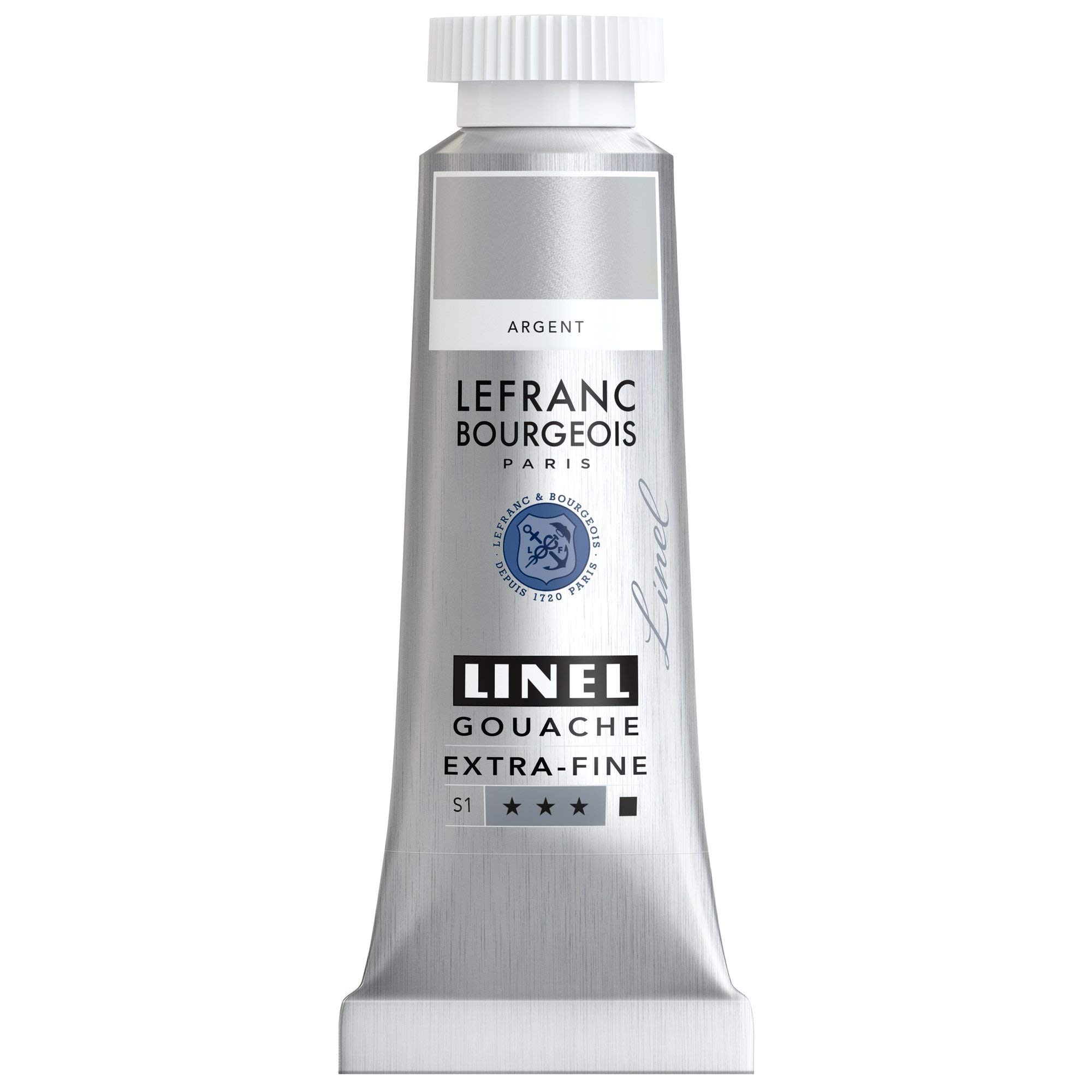 Lefranc & Bourgeois 301232 Linel Gouache Extra-Fine Gouache Paint Silver 14 ml Tube