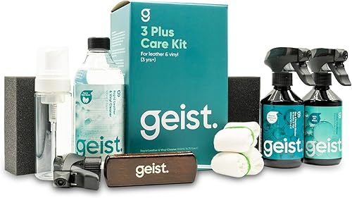 Geist. Kit de cuidado 3 Plus para cuero y vinilo | Limpia, protege de la transferencia de tinte y daños por fricción, evita que se encoja y se
