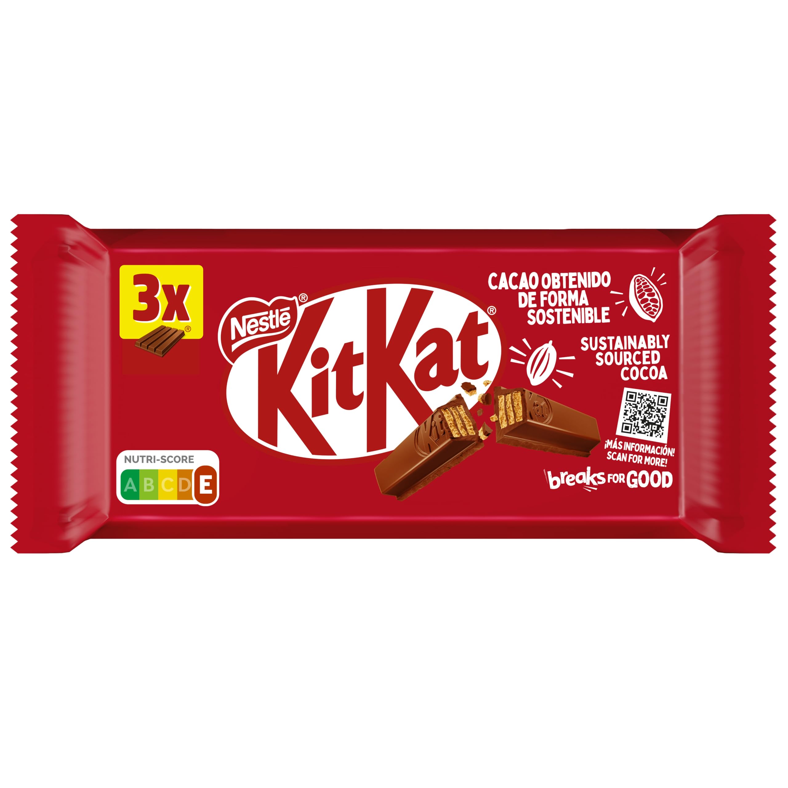 Kit Kat Chocolate con Leche - Barritas de chocolate, Snack de chocolate Multipack3 24(3x41,5g)