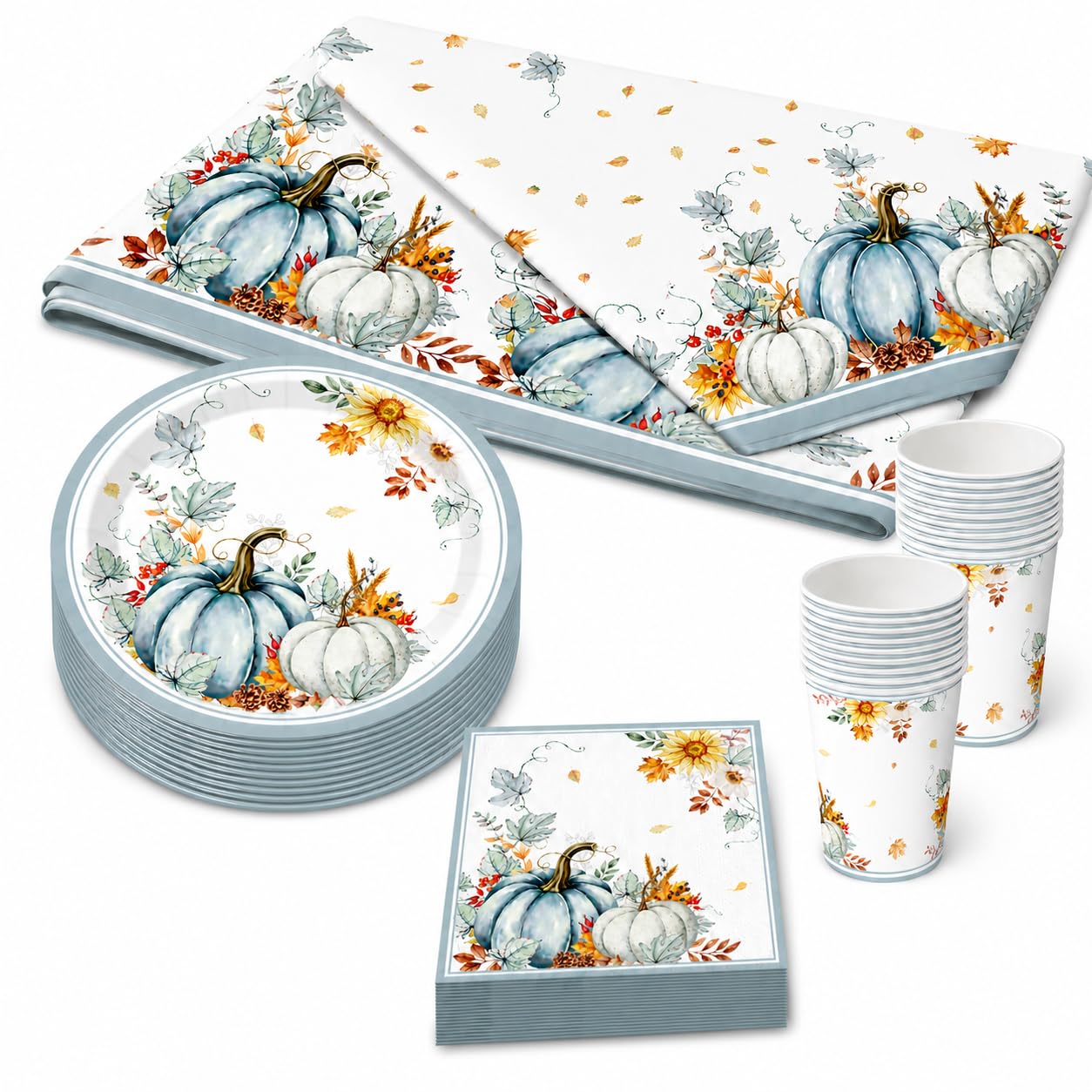 AURALIN Thanksgiving Tableware Set 53 Pieces for 16 Guests with Tablecloth