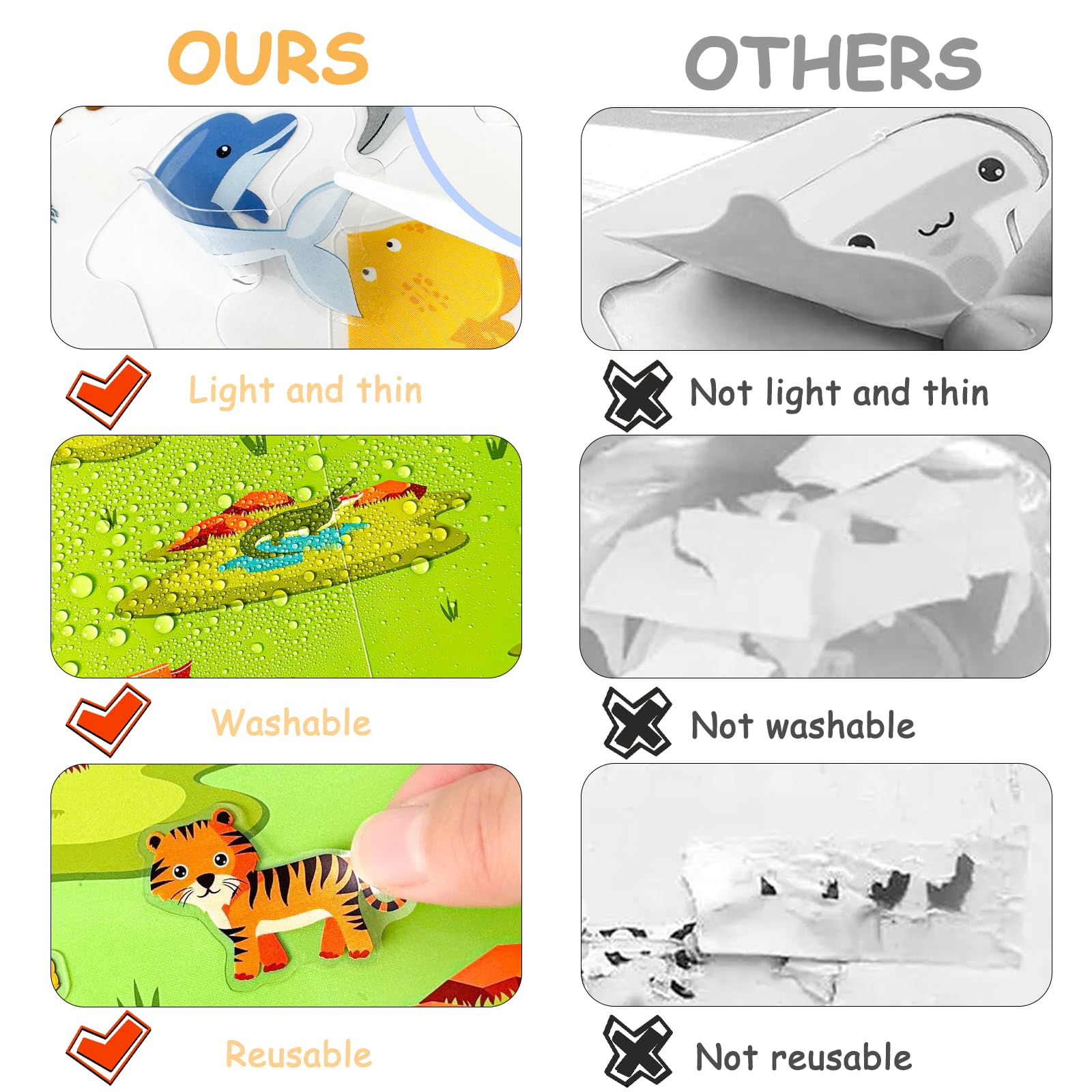 Celestia Wiederverwendbare Stickerbücher – 3 Sets, Unterwasserwelt/Tiere/Bauernhof, Für Kinder 2–8 Jahre