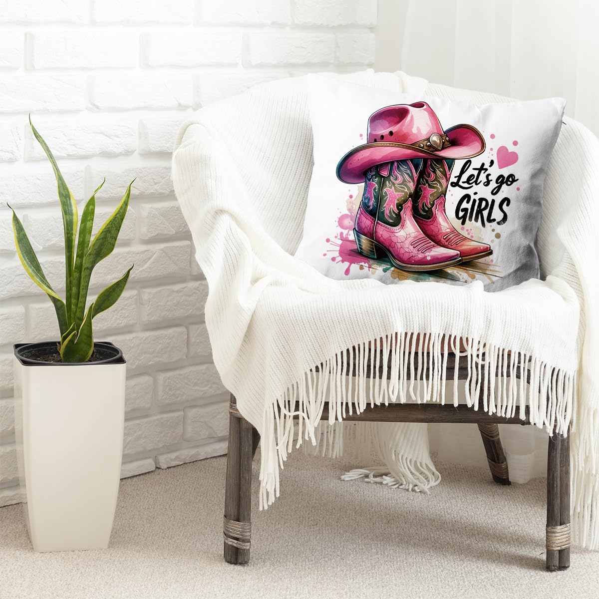 KongMoTree Western Cowgirl Boots Throw Pillow Cover Cowgirl Hat Throw Pillow Pink Western Pillow Covers Gift for Girlfriend Soft Flannel Fluffy Couch Pillow Covers for Home Sofa Living Office - Image 4