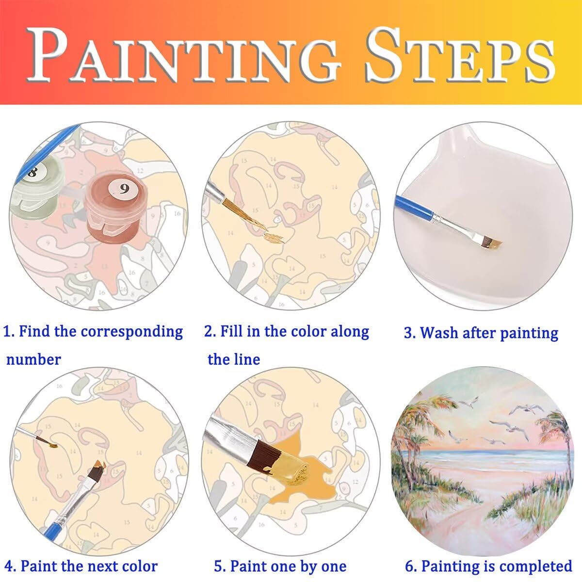 Dipingere con i Numeri Oceano, Paint by Numbers Adulti Seagull, Fai da te Creativi Adulti Quadri da Dipingere Numerati Kit per Decorazione Della Parete di Casa, Regalo 70x95 cm Senza Cornice 75-E