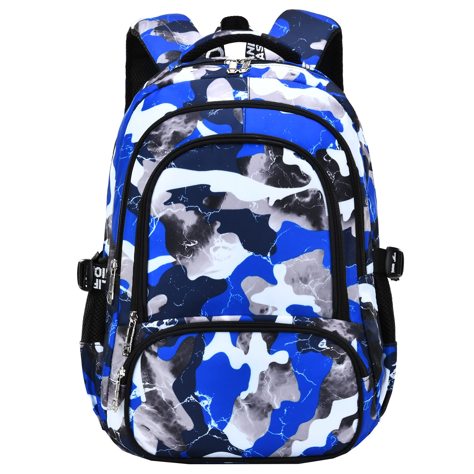 School Backpack Casual Daypack Travel Outdoor Camouflage Backpack Christmas Presents for Boys and Girls (Ax Camo Blue)