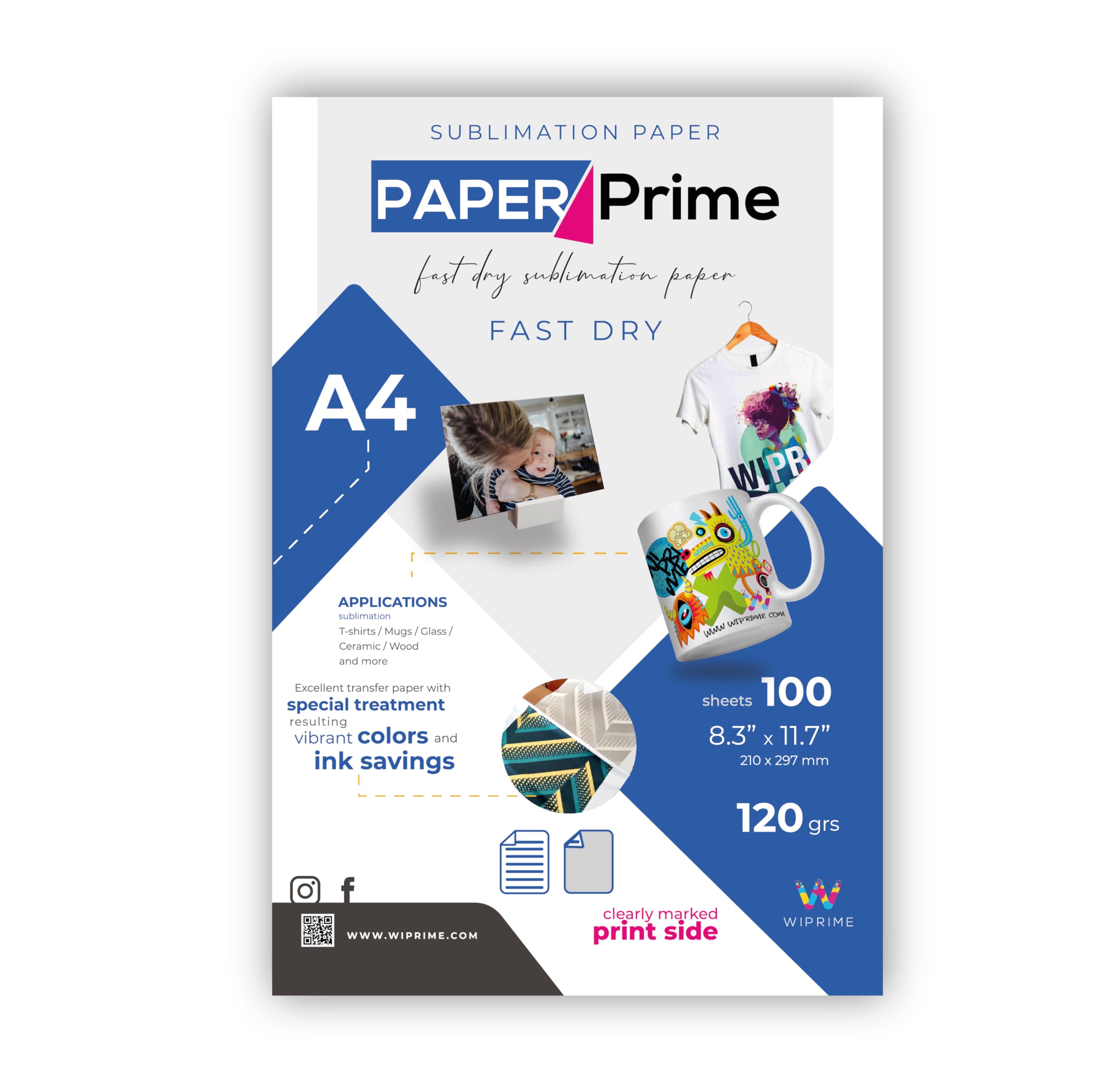 Sublimationspapier, 21,6 x 35,6 cm, 100 Blatt, 120 g/m², schnell trocknend, legale Größe (A4, 21,1 x 29,7 cm)