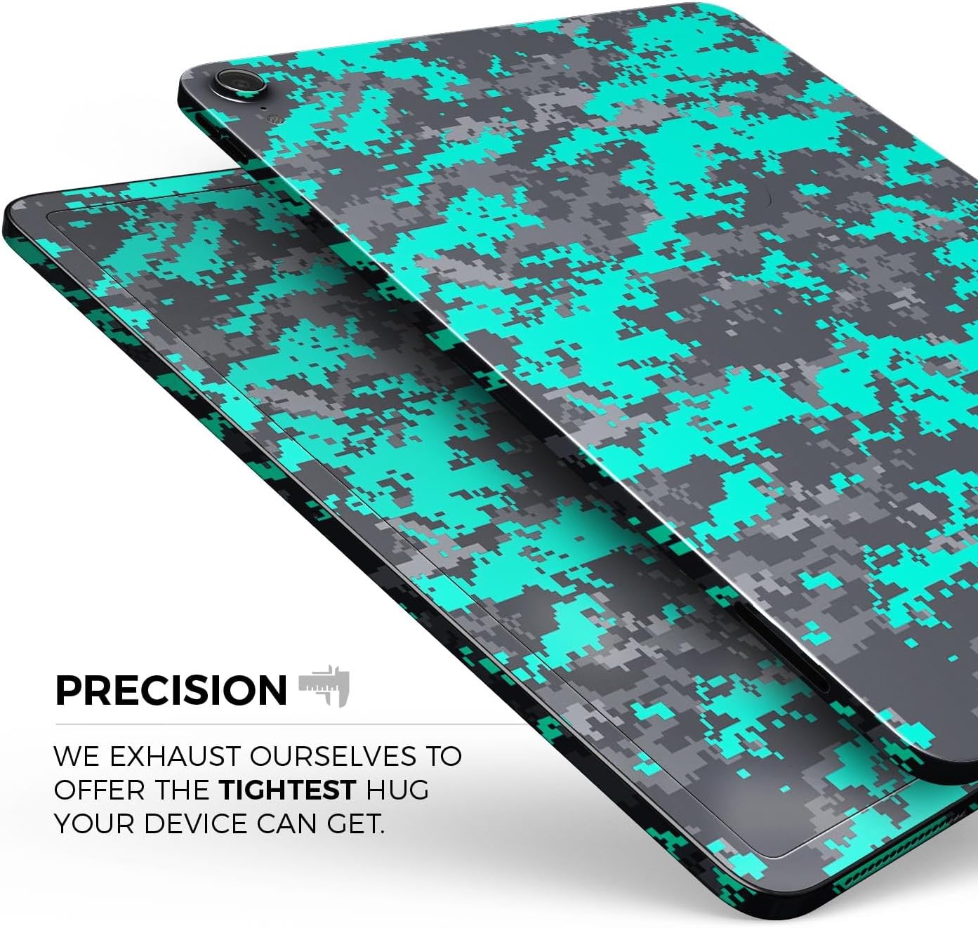 DesignSkinz - Compatible with iPad Pro 10.5" - Skin Decal Protective Scratch Resistant Vinyl Wrap - Bright Teal and Gray Digital Camouflage