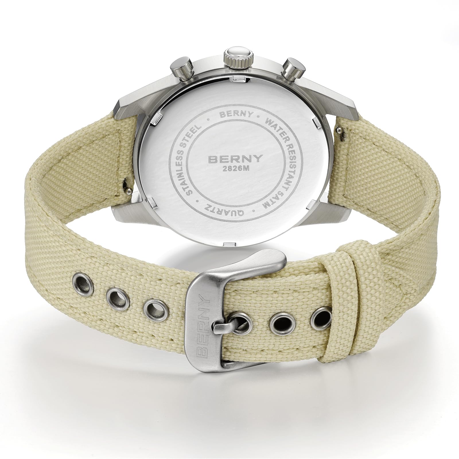 BERNY Reloj cronógrafo para hombre, resistente al agua hasta 50 m, reloj de cuarzo analógico masculino, reloj de pulsera multifunción, cronómetro AR cristal de zafiro