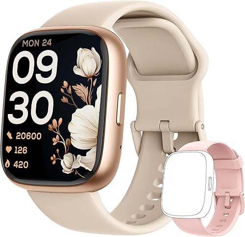 Reloj inteligente, Alexa Smartwatch para mujeres y hombres 2 bandas, funda de 1.732 pulgadas Hacerresponder llamadas, monitor de estrés HR SpO2,