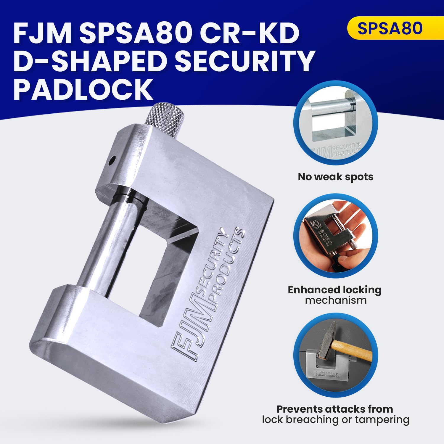 FJM SPSA80-KD D-Style High Security Padlock, Home Improvement Anti