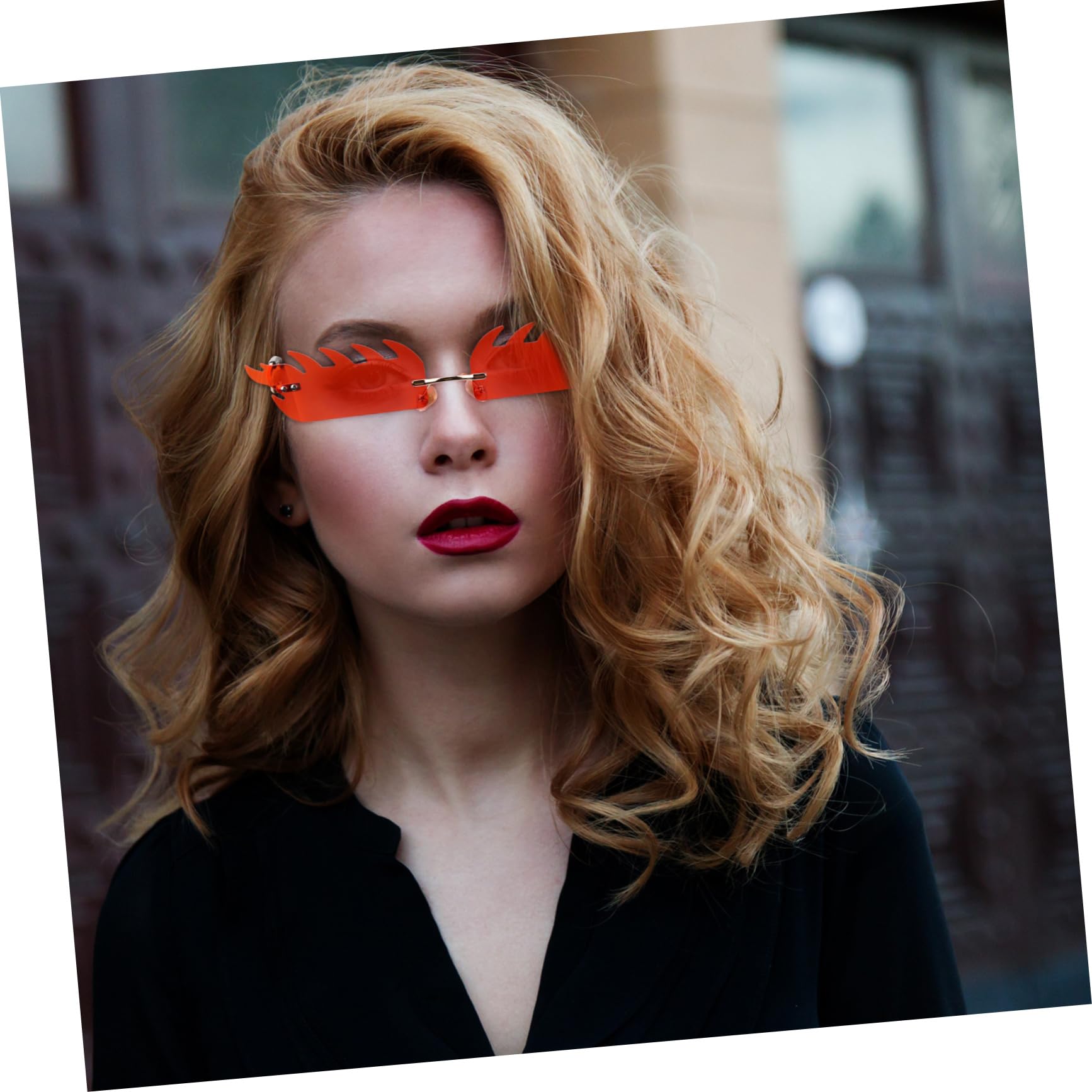 GALPADA 5paare Flammenförmige Randlose Sonnenbrille Für Damen Und Herren Kreative Sonnenbrille Für Partys Festivals Und Outdoor-aktivitäten Lustige Und Einzigartige Design