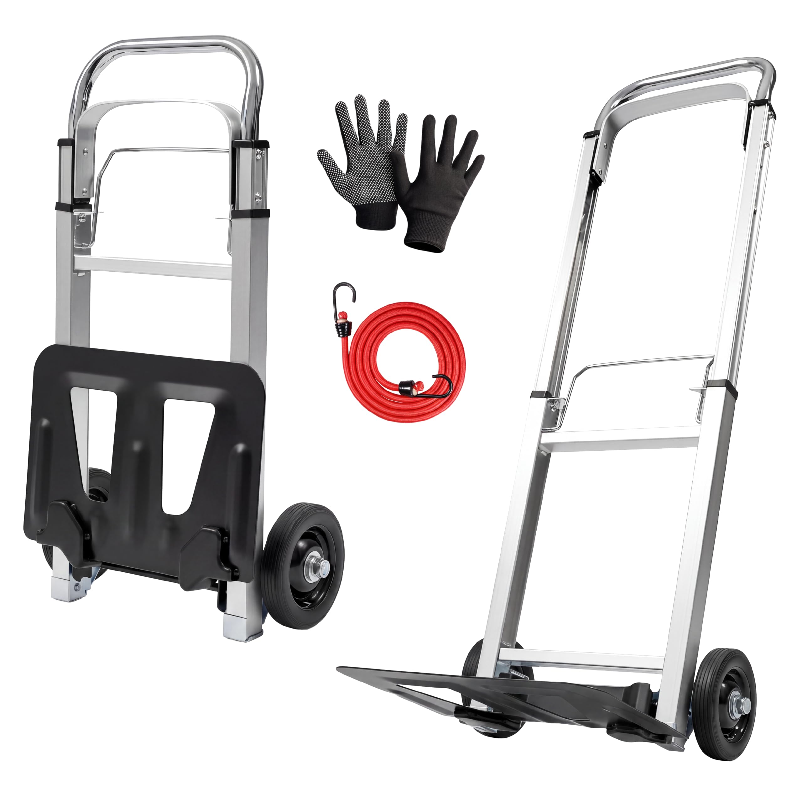 Moverx Silver Folding Hand Truck Aluminium, Heavy Duty Hand Truck Foldable Trolley On Wheels, Multi Purpose Sack Truck Moving Trolley, 90Kg